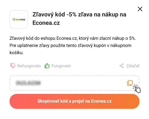 Návod ako skopírovať zľavový kód Econea.cz