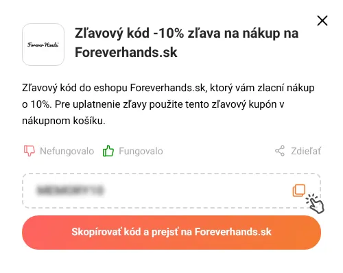 Návod ako skopírovať zľavový kód Foreverhands.sk