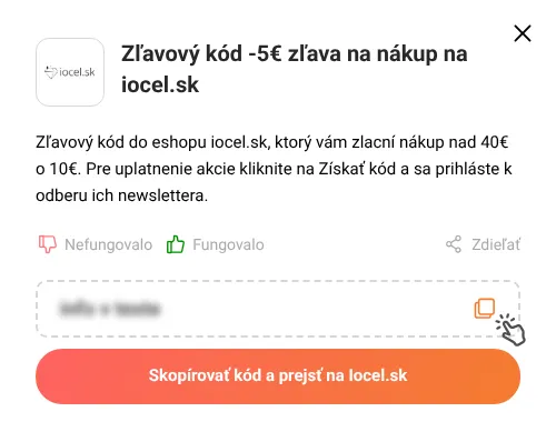 Návod ako skopírovať zľavový kód Iocel.sk
