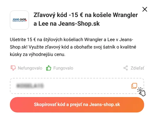 Návod ako skopírovať zľavový kupón Jeans-shop.sk