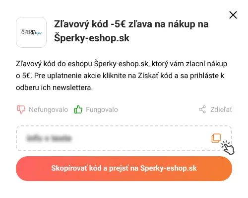 Návod ako skopírovať zľavový kód Sperky-eshop.sk