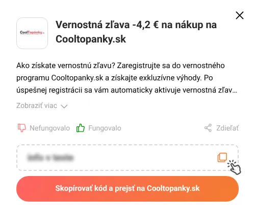 Návod ako skopírovať zľavový kód Cooltopanky.sk